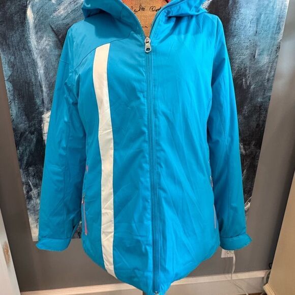 Women's Blue Hooded Jacket - Picture 1 of 8